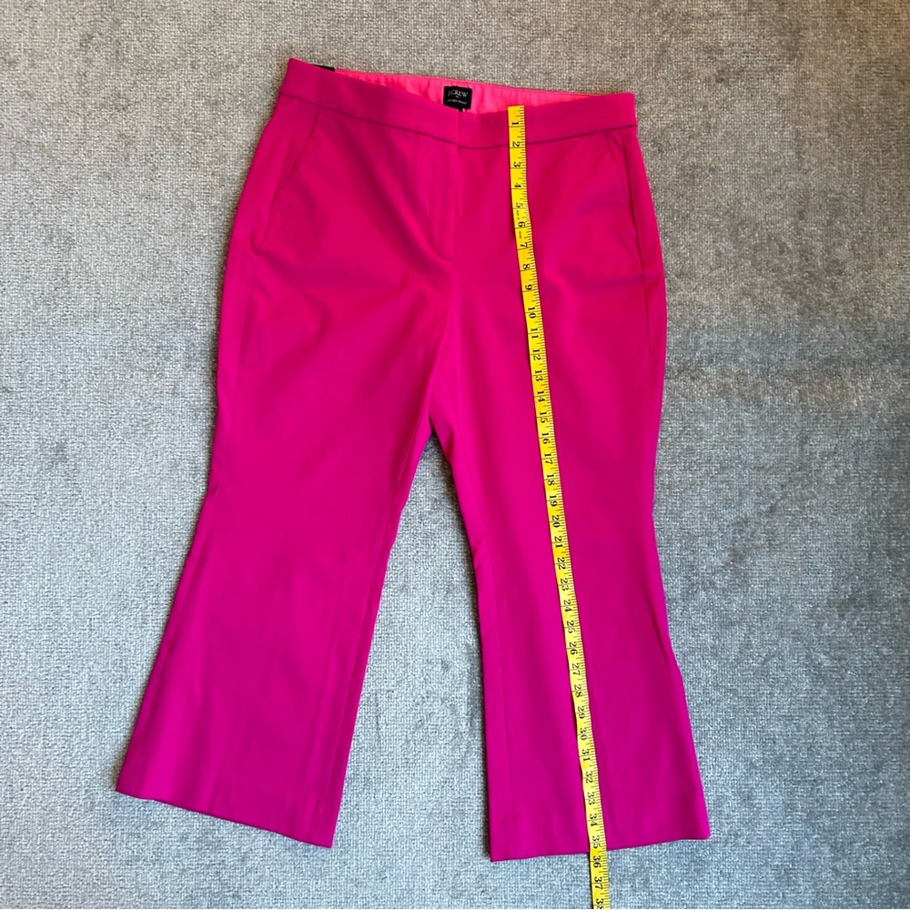 NWT J. Crew Factory Cotton-Blend Pink Kelsey Cropped Flare Pants, Size 14 - Picture 12 of 13